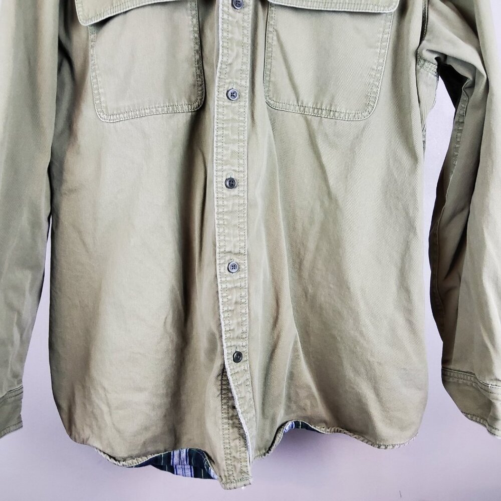 L.L. Bean Shacket Men's 2XL Green Flannel Lined Shirt Jacket Traditional Fit - Picture 7 of 8